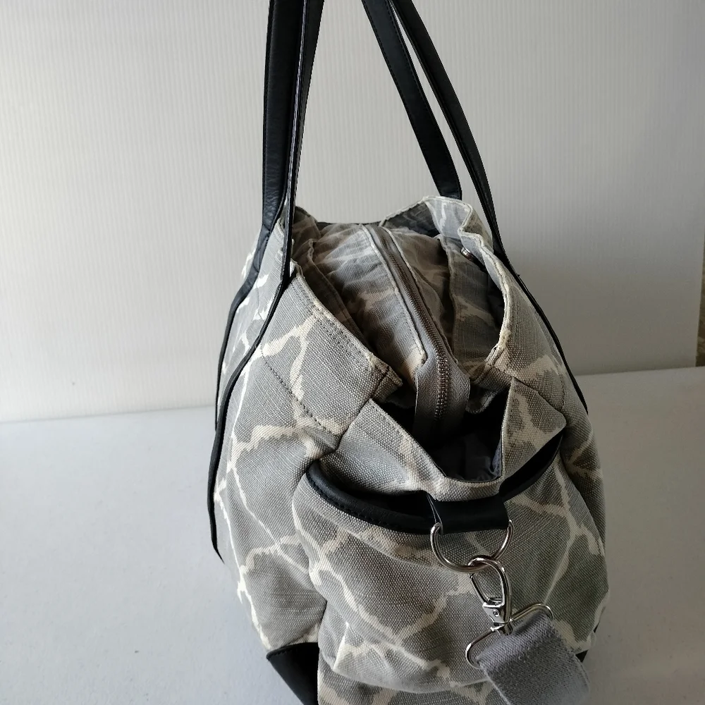 Pottery Barn Kids Gray Ikat Baby Diaper Bag Tote Travel Removable Strap
